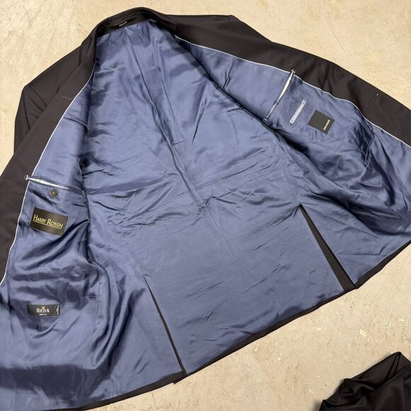 Harry Rosen Baumler Suit 2pc Reda 110s Wool Italy Navy Blue 50 R 40x30 - Picture 6 of 14